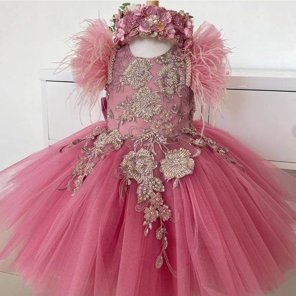 open lace back dress Elegant Baby Blue Sequin Party Princess Dresses Toddler Stage Dresses, Blue / 9-10 Years (150cm)